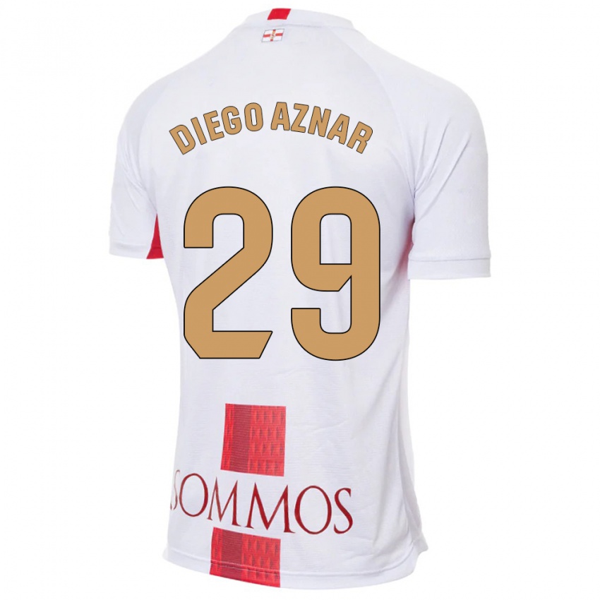 Homme Maillot Diego Aznar #29 Blanc Tenues Extérieur 2023/24 T-Shirt Suisse