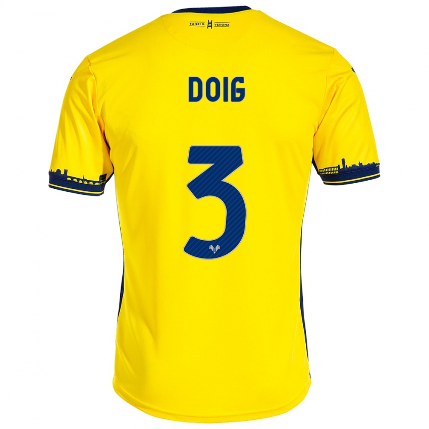 Homme Maillot Josh Doig #3 Jaune Tenues Extérieur 2023/24 T-Shirt Suisse