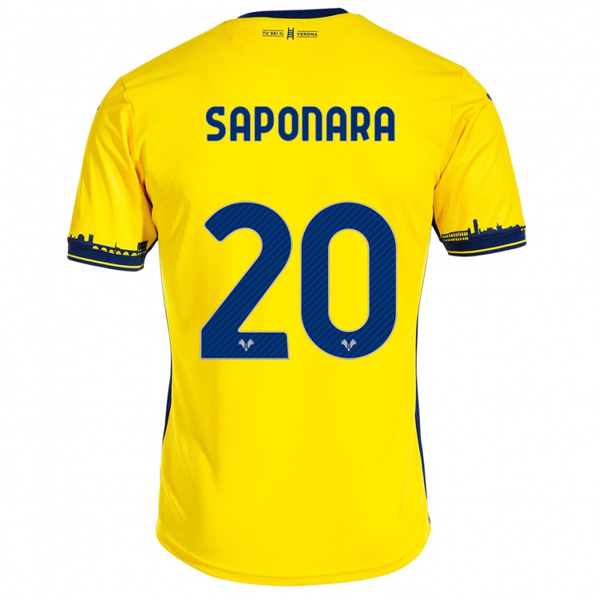 Homme Maillot Riccardo Saponara #20 Jaune Tenues Extérieur 2023/24 T-Shirt Suisse