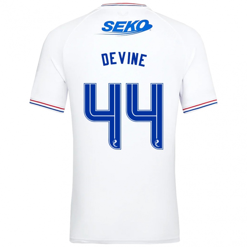 Homme Maillot Adam Devine #44 Blanc Tenues Extérieur 2023/24 T-Shirt Suisse