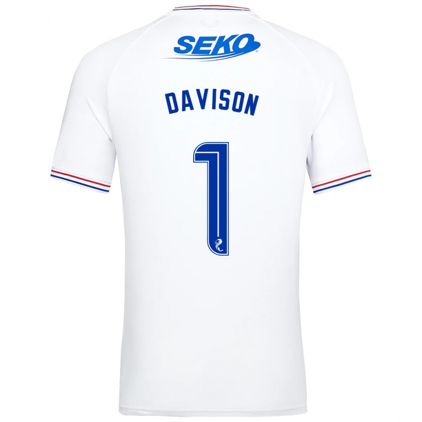 Homme Maillot Hannah Davison #1 Blanc Tenues Extérieur 2023/24 T-Shirt Suisse