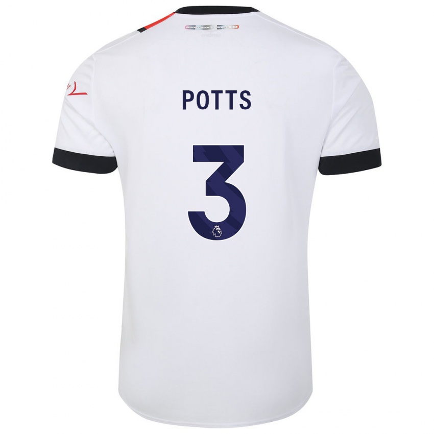 Homme Maillot Dan Potts #3 Blanc Tenues Extérieur 2023/24 T-Shirt Suisse