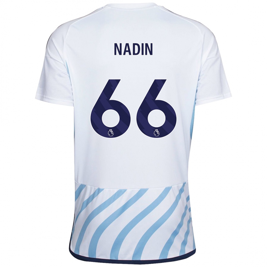 Homme Maillot Jack Nadin #66 Blanc Bleu Tenues Extérieur 2023/24 T-Shirt Suisse