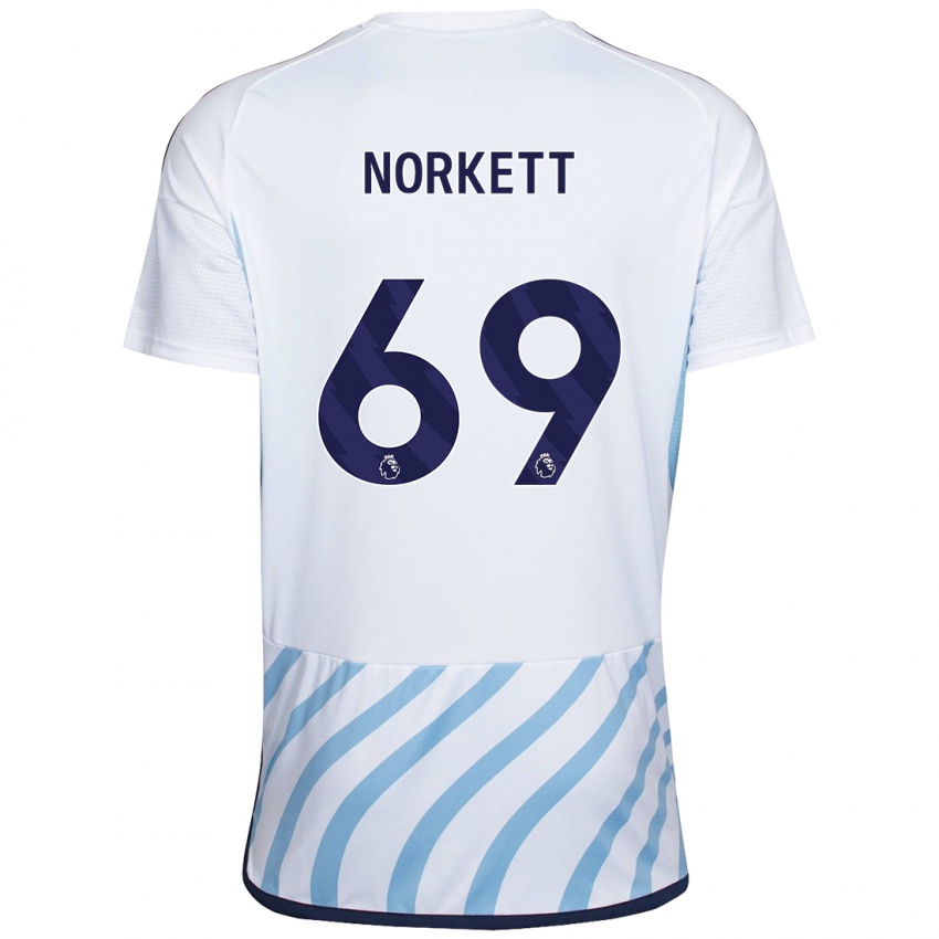 Homme Maillot Manni Norkett #69 Blanc Bleu Tenues Extérieur 2023/24 T-Shirt Suisse