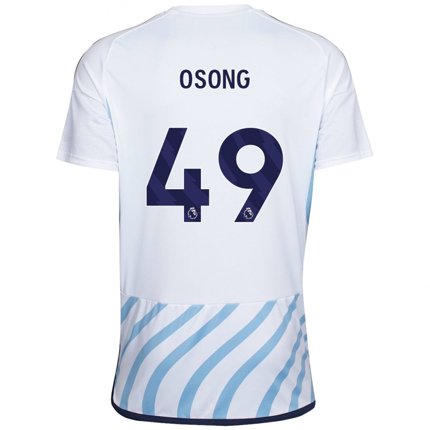 Homme Maillot Detlef Esapa Osong #49 Blanc Bleu Tenues Extérieur 2023/24 T-Shirt Suisse
