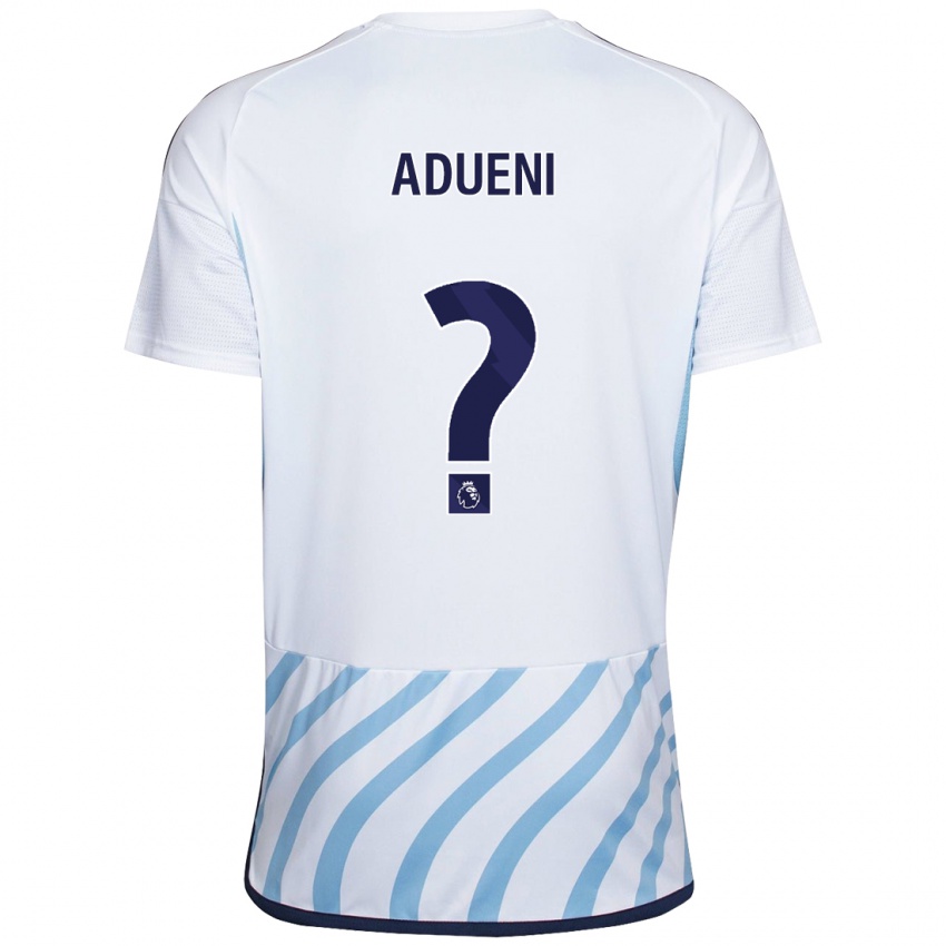 Homme Maillot Kevin Adueni #0 Blanc Bleu Tenues Extérieur 2023/24 T-Shirt Suisse