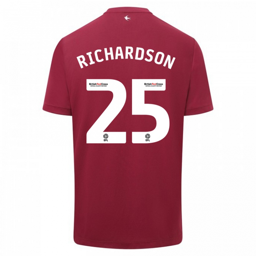 Homme Maillot Tija Richardson #25 Rouge Tenues Extérieur 2023/24 T-Shirt Suisse