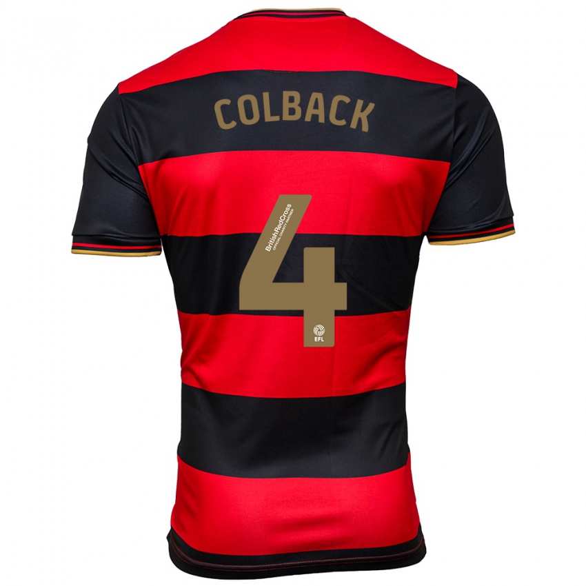 Homme Maillot Jack Colback #4 Noir Rouge Tenues Extérieur 2023/24 T-Shirt Suisse