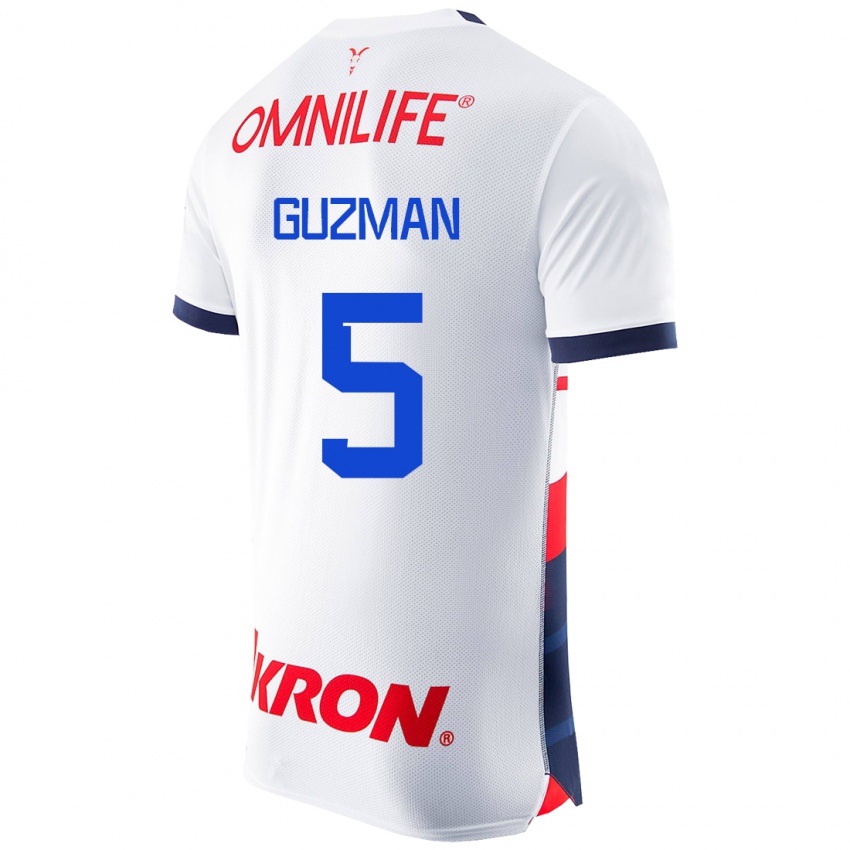 Homme Maillot Víctor Guzmán #5 Blanc Tenues Extérieur 2023/24 T-Shirt Suisse