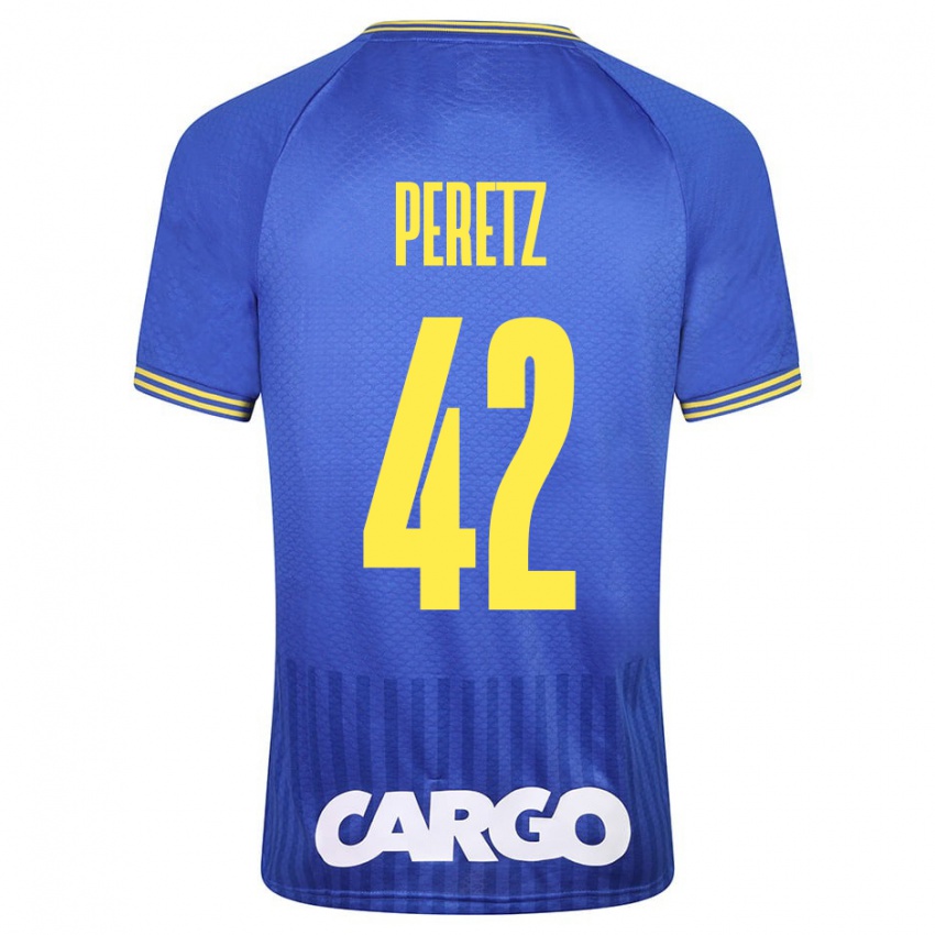 Homme Maillot Dor Peretz #42 Bleu Tenues Extérieur 2023/24 T-Shirt Suisse