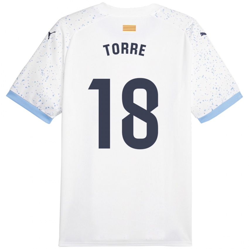 Femme Maillot Pablo Torre #18 Blanc Tenues Extérieur 2023/24 T-Shirt Suisse