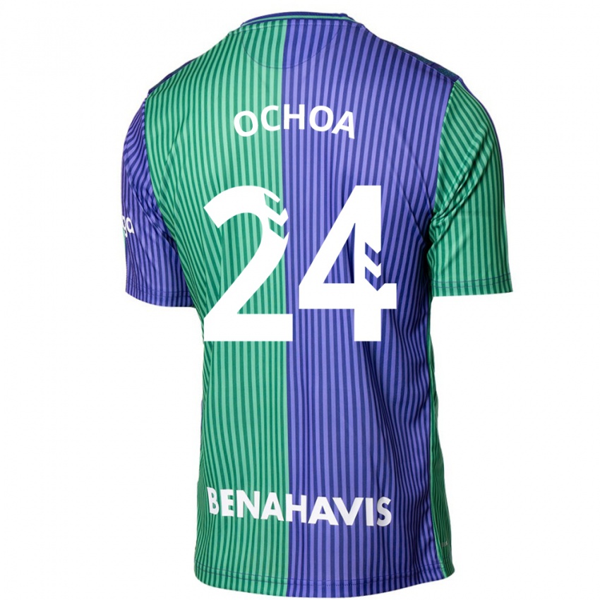 Femme Maillot Aarón Ochoa #24 Vert Bleu Tenues Extérieur 2023/24 T-Shirt Suisse