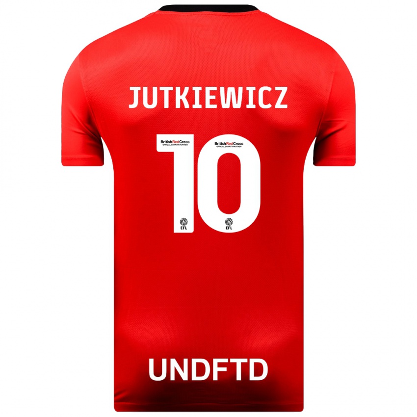 Femme Maillot Lukas Jutkiewicz #10 Rouge Tenues Extérieur 2023/24 T-Shirt Suisse