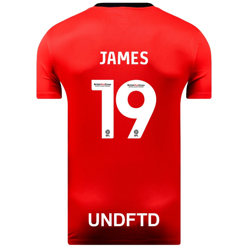 Femme Maillot Jordan James #19 Rouge Tenues Extérieur 2023/24 T-Shirt Suisse