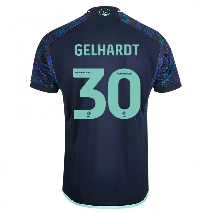 Damen Joe Gelhardt #30 Blau Auswärtstrikot Trikot 2023/24 T-Shirt Schweiz
