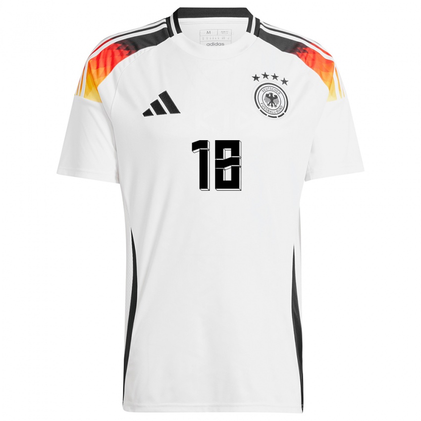 Enfant Maillot Allemagne Justin Diehl #18 Blanc Tenues Domicile 24-26 T-Shirt Suisse