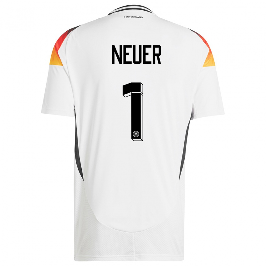Kinder Deutschland Manuel Neuer #1 Weiß Heimtrikot Trikot 24-26 T-Shirt Schweiz