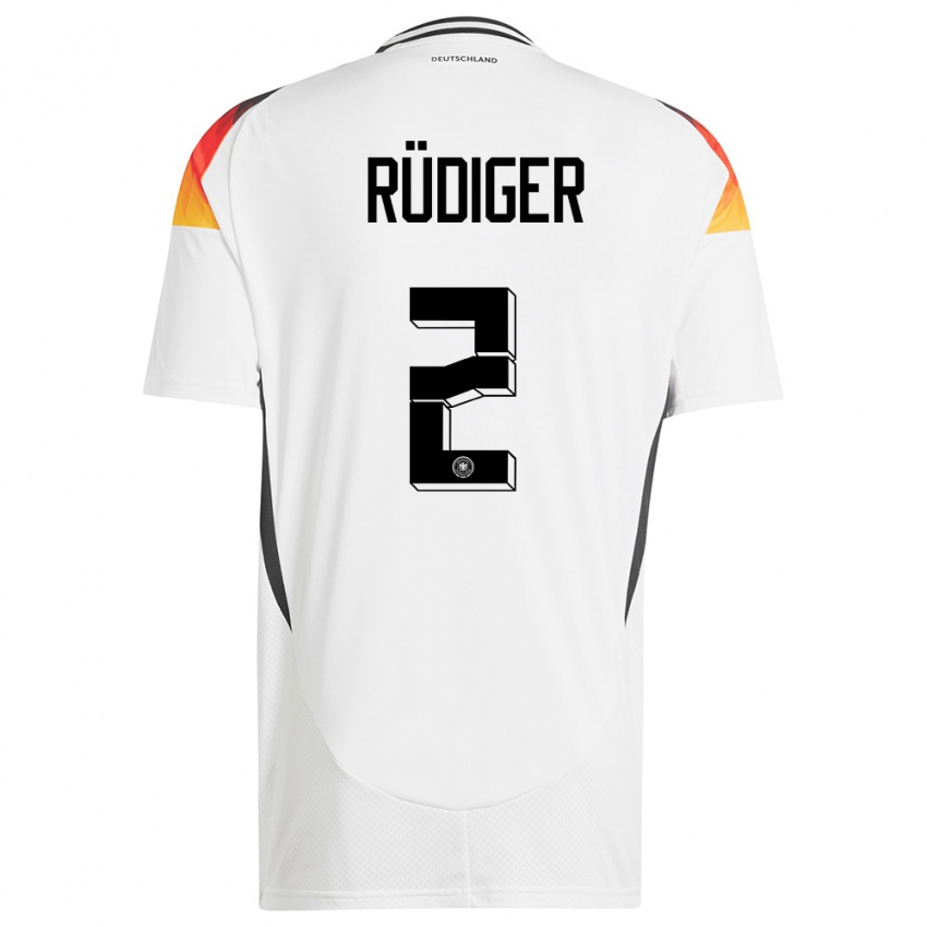 Kinder Deutschland Antonio Rudiger #2 Weiß Heimtrikot Trikot 24-26 T-Shirt Schweiz