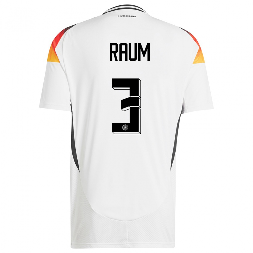 Enfant Maillot Allemagne David Raum #3 Blanc Tenues Domicile 24-26 T-Shirt Suisse