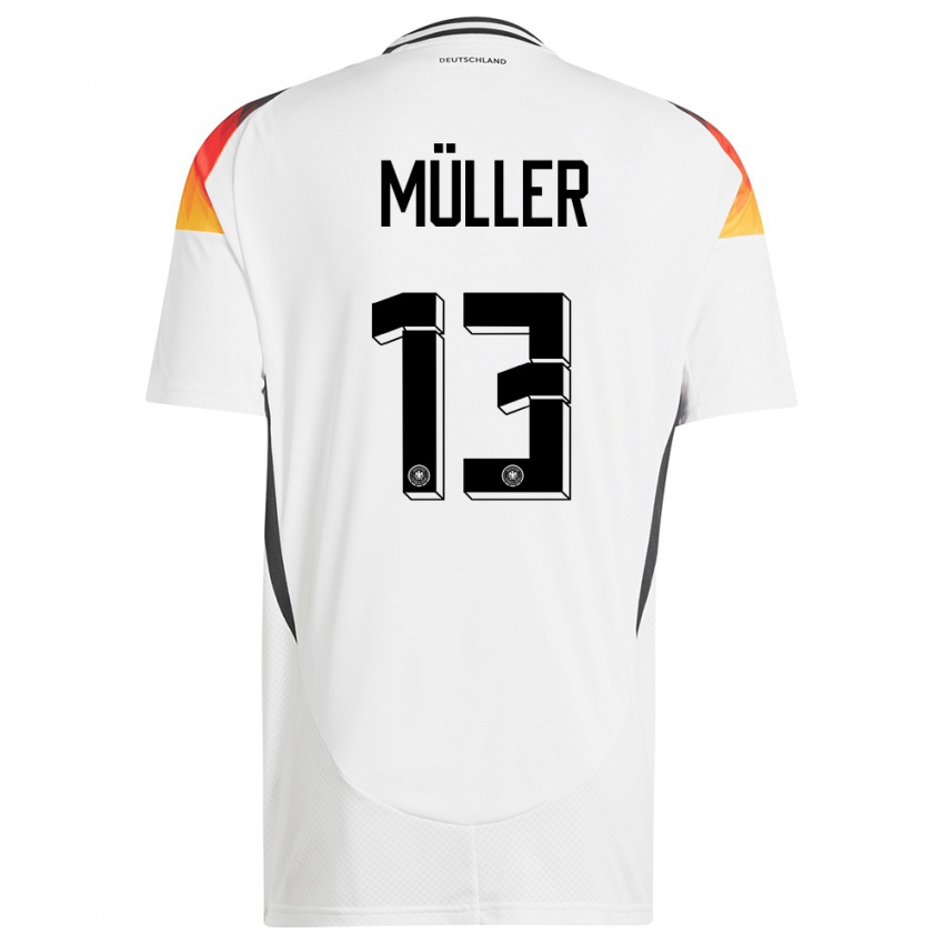Enfant Maillot Allemagne Thomas Muller #13 Blanc Tenues Domicile 24-26 T-Shirt Suisse