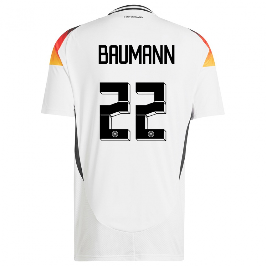 Enfant Maillot Allemagne Oliver Baumann #22 Blanc Tenues Domicile 24-26 T-Shirt Suisse