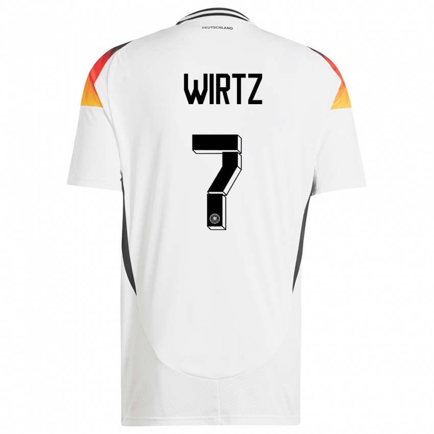 Enfant Maillot Allemagne Florian Wirtz #7 Blanc Tenues Domicile 24-26 T-Shirt Suisse