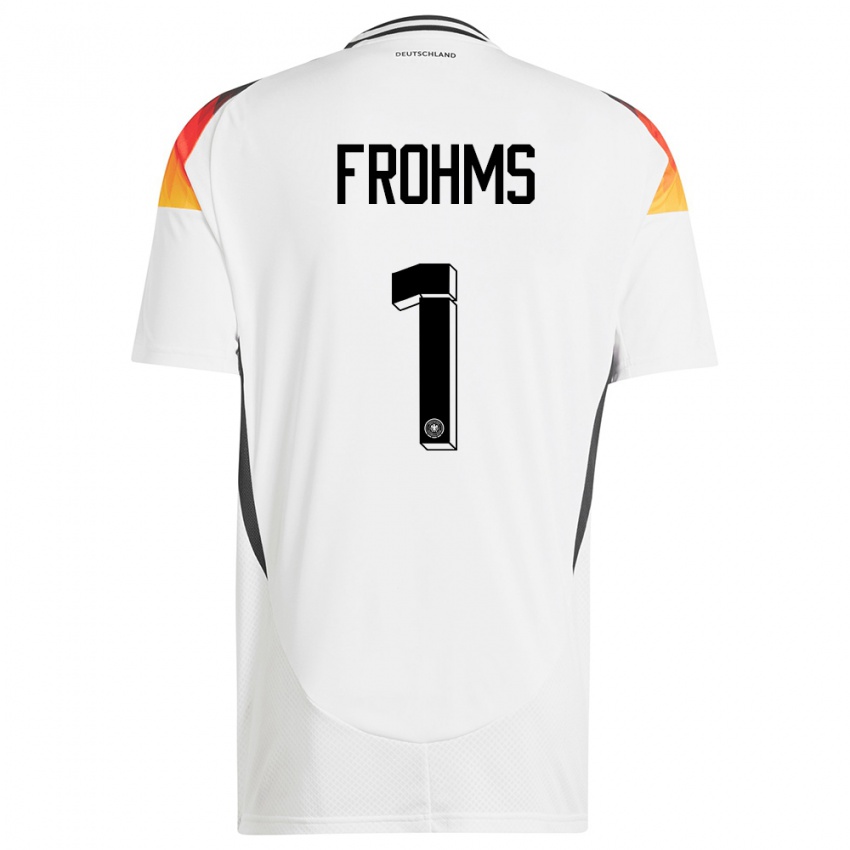 Enfant Maillot Allemagne Merle Frohms #1 Blanc Tenues Domicile 24-26 T-Shirt Suisse