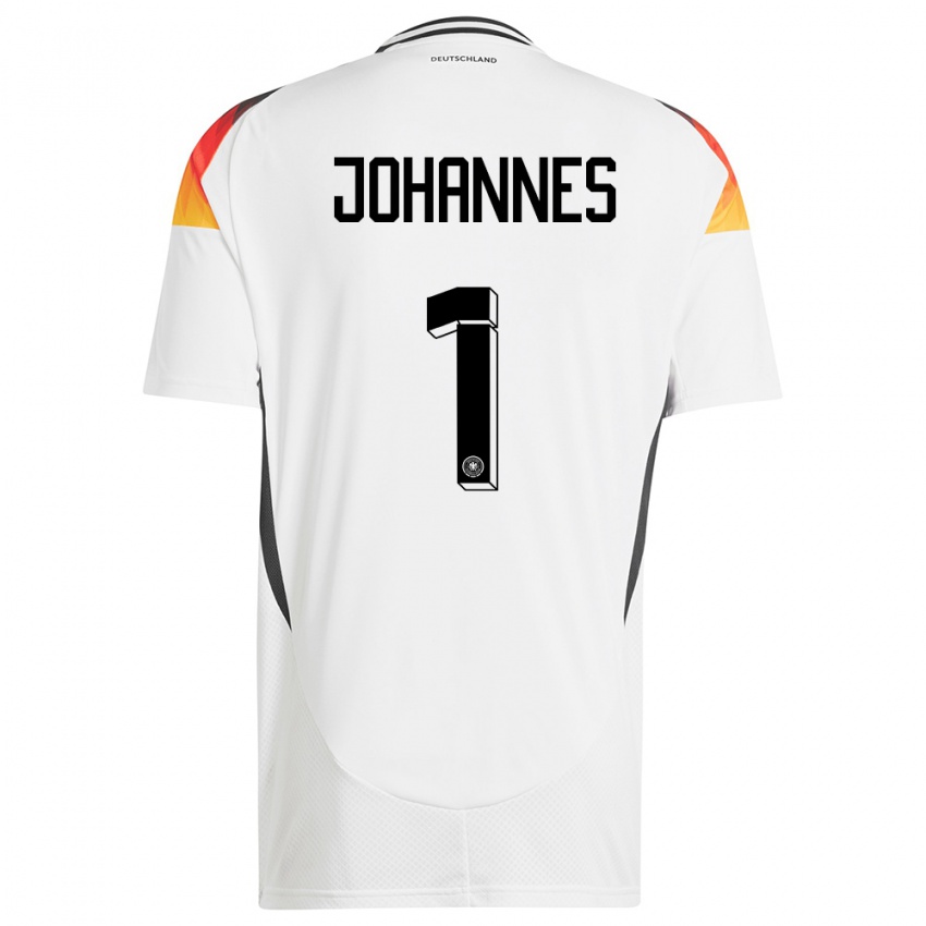 Enfant Maillot Allemagne Stina Johannes #1 Blanc Tenues Domicile 24-26 T-Shirt Suisse