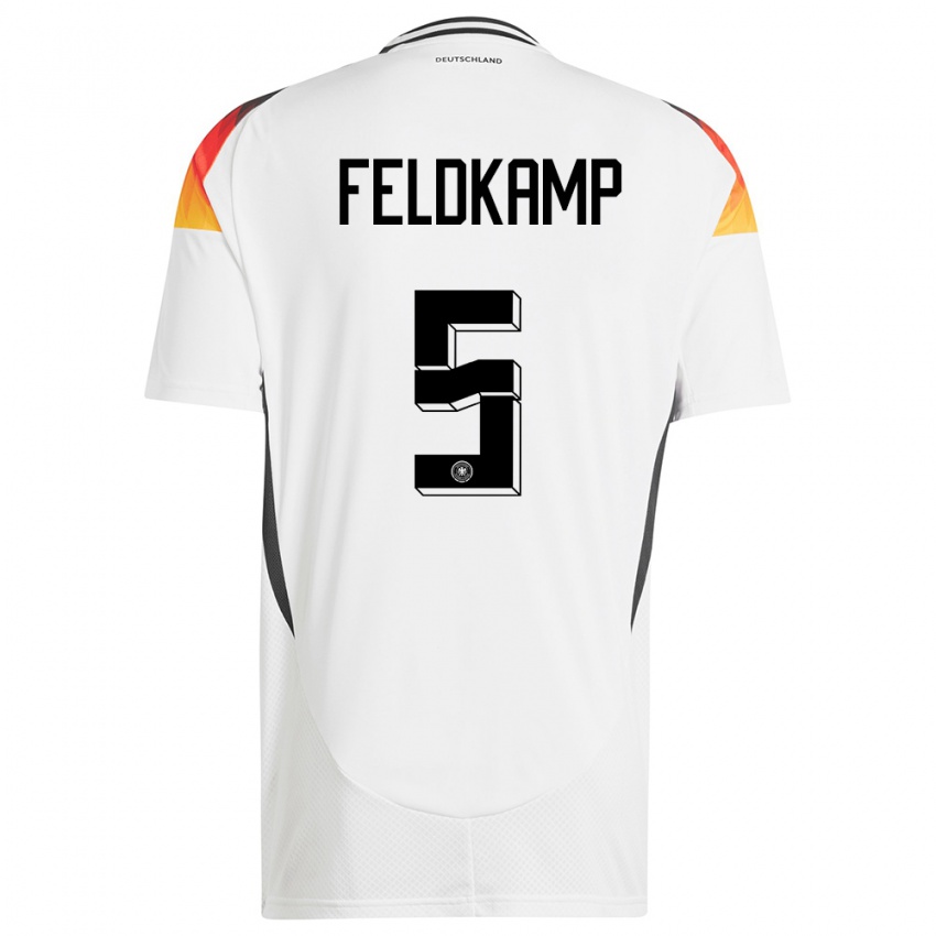 Enfant Maillot Allemagne Jana Feldkamp #5 Blanc Tenues Domicile 24-26 T-Shirt Suisse
