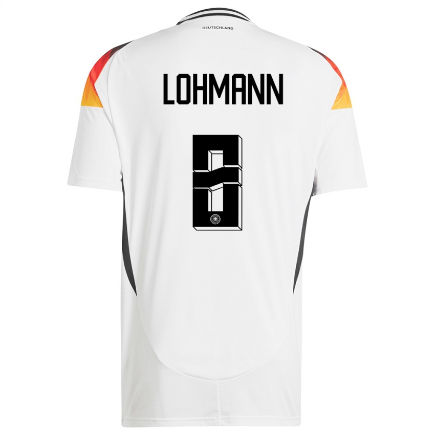 Enfant Maillot Allemagne Sydney Lohmann #8 Blanc Tenues Domicile 24-26 T-Shirt Suisse