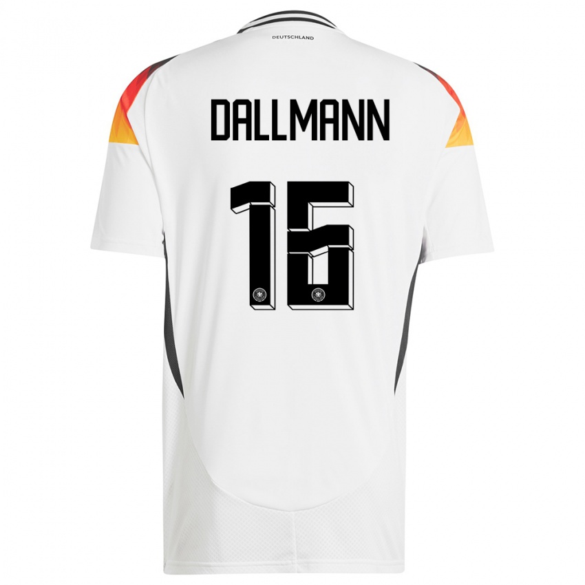Enfant Maillot Allemagne Linda Dallmann #16 Blanc Tenues Domicile 24-26 T-Shirt Suisse