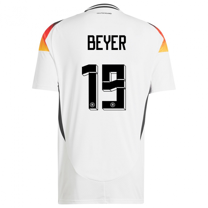 Enfant Maillot Allemagne Jordan Beyer #19 Blanc Tenues Domicile 24-26 T-Shirt Suisse