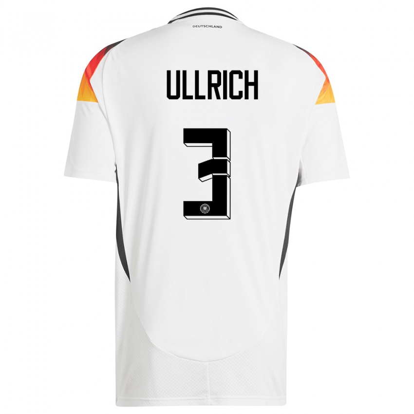 Enfant Maillot Allemagne Lukas Ullrich #3 Blanc Tenues Domicile 24-26 T-Shirt Suisse