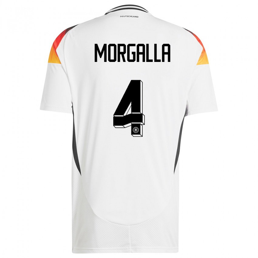 Enfant Maillot Allemagne Leandro Morgalla #4 Blanc Tenues Domicile 24-26 T-Shirt Suisse