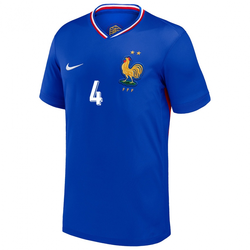 Enfant Maillot France Raphael Varane #4 Bleu Tenues Domicile 24-26 T-Shirt Suisse