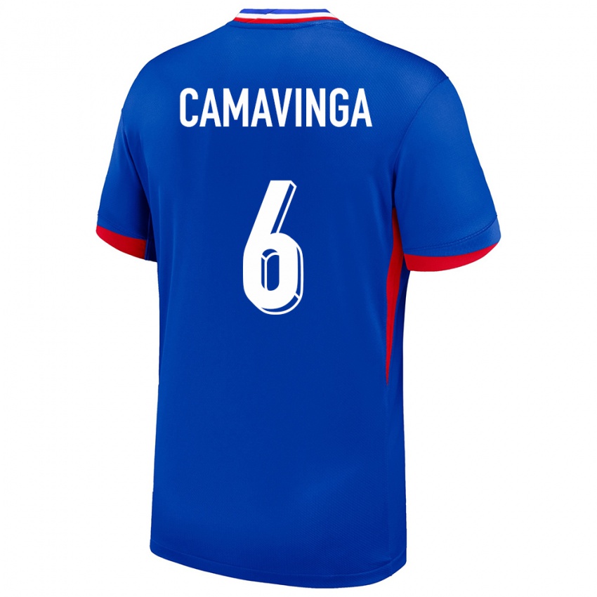 Kinder Frankreich Eduardo Camavinga #6 Blau Heimtrikot Trikot 24-26 T-Shirt Schweiz