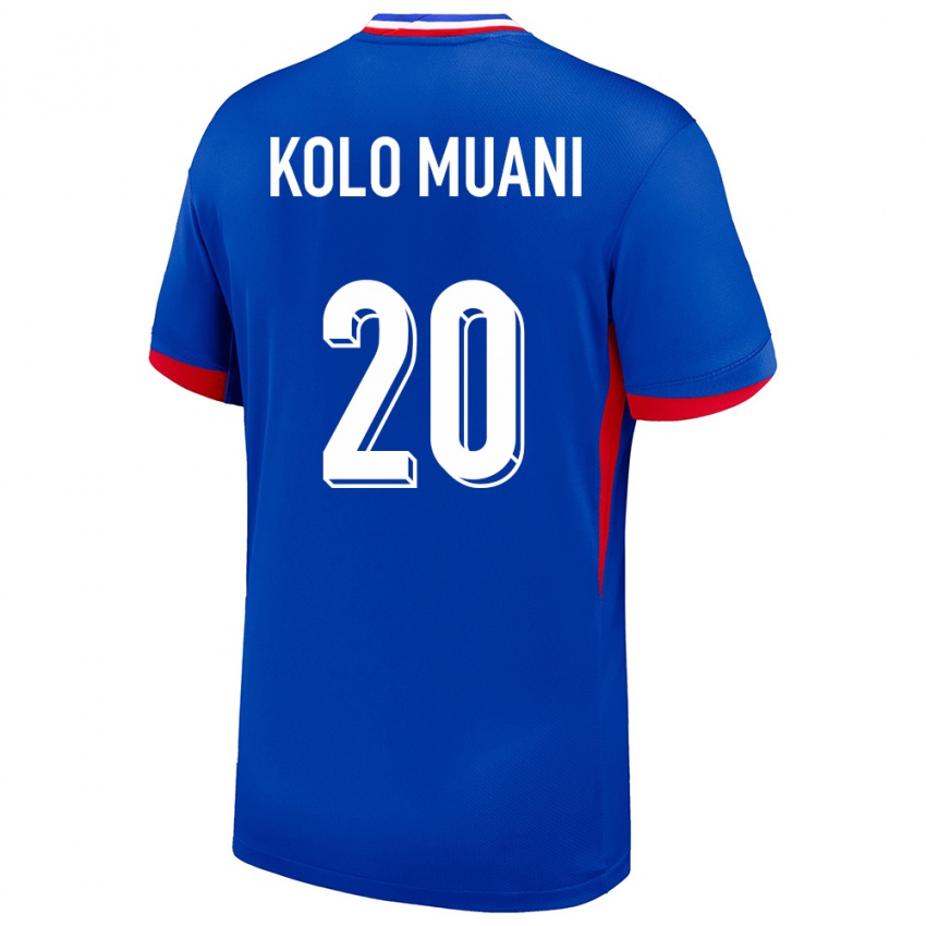 Enfant Maillot France Randal Kolo Muani #20 Bleu Tenues Domicile 24-26 T-Shirt Suisse