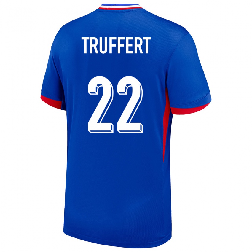 Enfant Maillot France Adrien Truffert #22 Bleu Tenues Domicile 24-26 T-Shirt Suisse