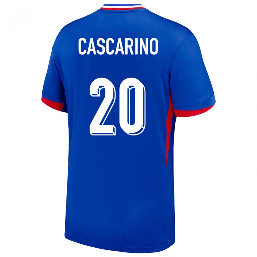 Kinder Frankreich Delphine Cascarino #20 Blau Heimtrikot Trikot 24-26 T-Shirt Schweiz