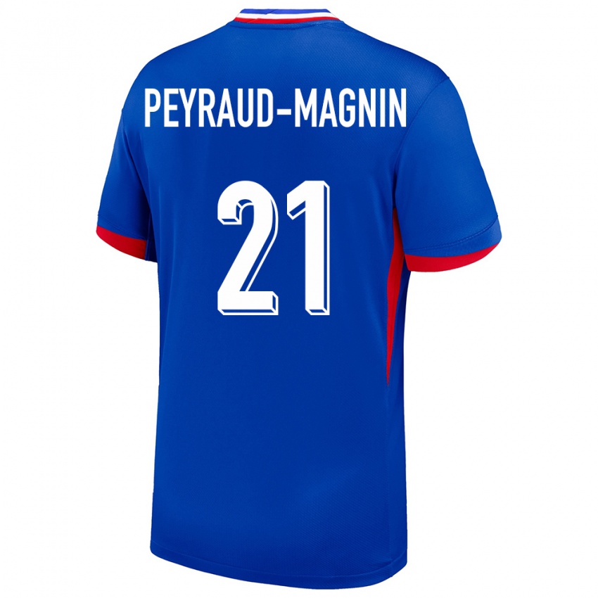 Enfant Maillot France Pauline Peyraud Magnin #21 Bleu Tenues Domicile 24-26 T-Shirt Suisse