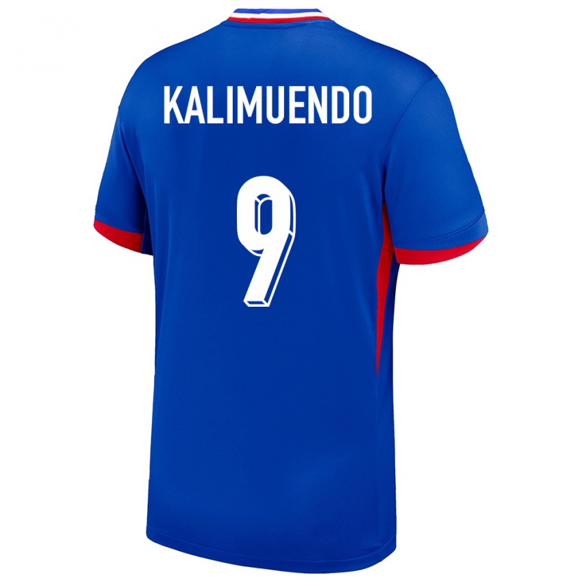 Enfant Maillot France Arnaud Kalimuendo #9 Bleu Tenues Domicile 24-26 T-Shirt Suisse