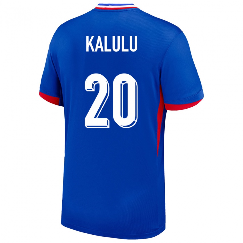 Enfant Maillot France Pierre Kalulu #20 Bleu Tenues Domicile 24-26 T-Shirt Suisse
