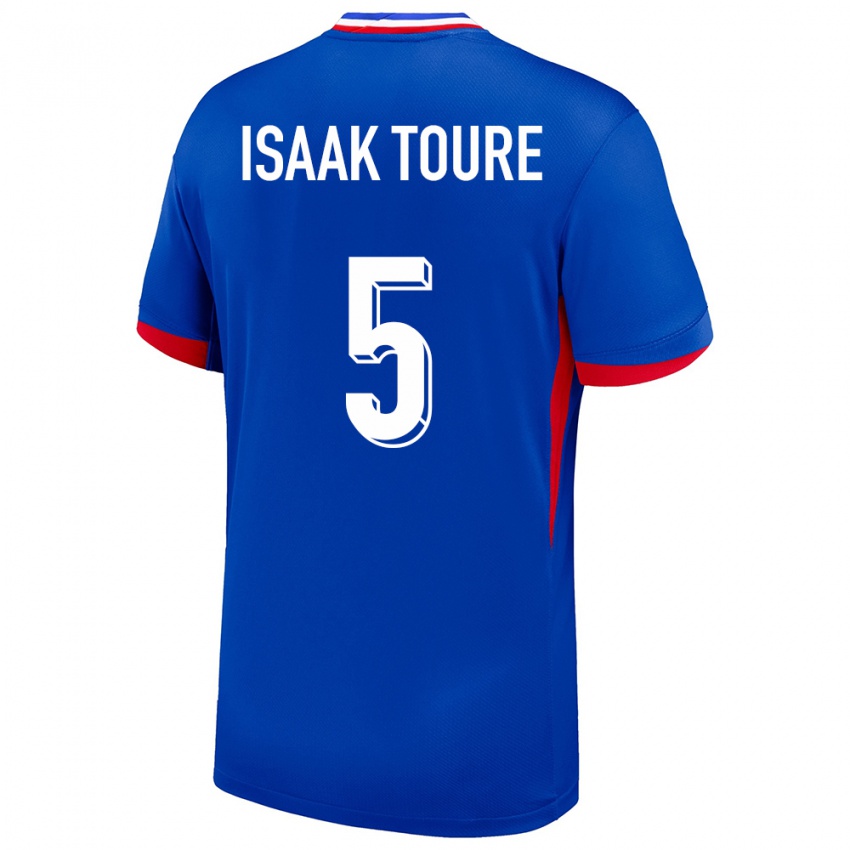 Enfant Maillot France Souleymane Isaak Toure #5 Bleu Tenues Domicile 24-26 T-Shirt Suisse