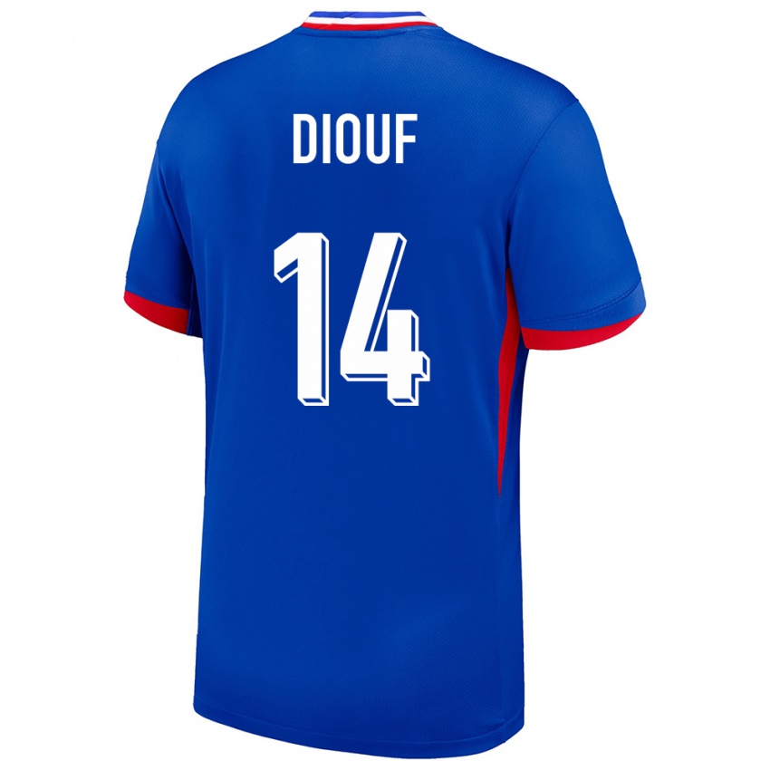 Kinder Frankreich Andy Diouf #14 Blau Heimtrikot Trikot 24-26 T-Shirt Schweiz