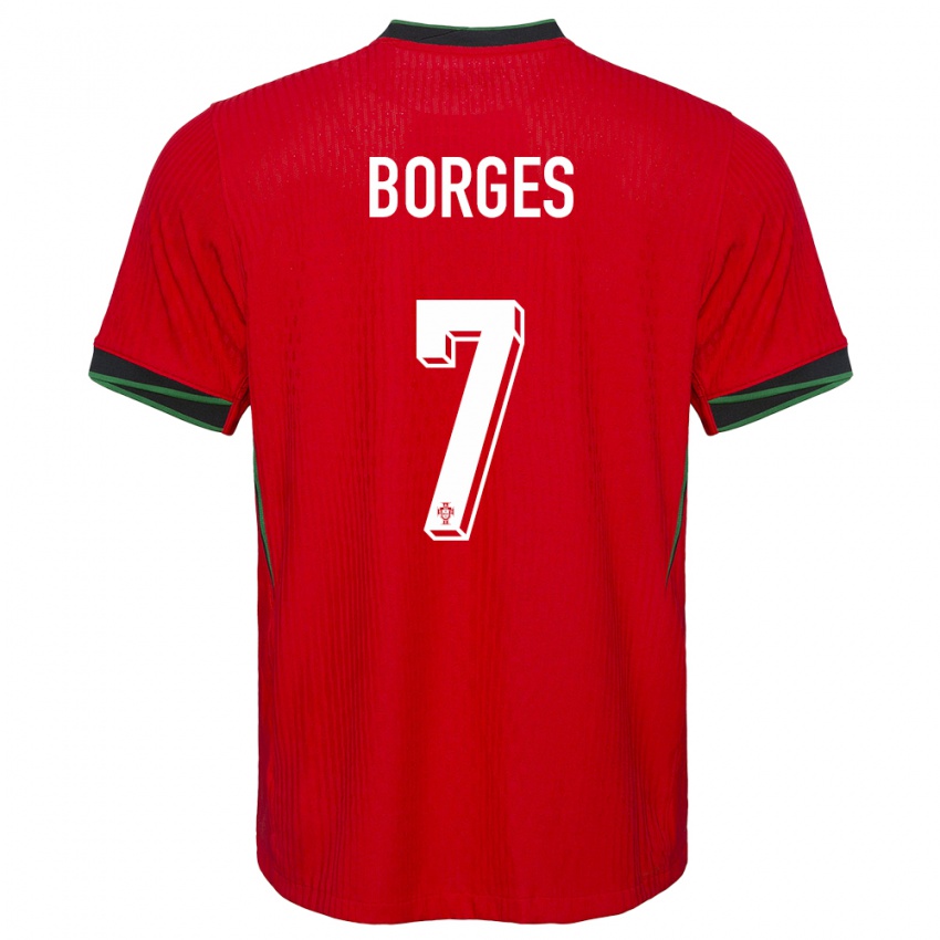 Enfant Maillot Portugal Carlos Borges #7 Rouge Tenues Domicile 24-26 T-Shirt Suisse