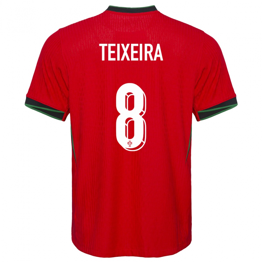 Enfant Maillot Portugal Joao Teixeira #8 Rouge Tenues Domicile 24-26 T-Shirt Suisse