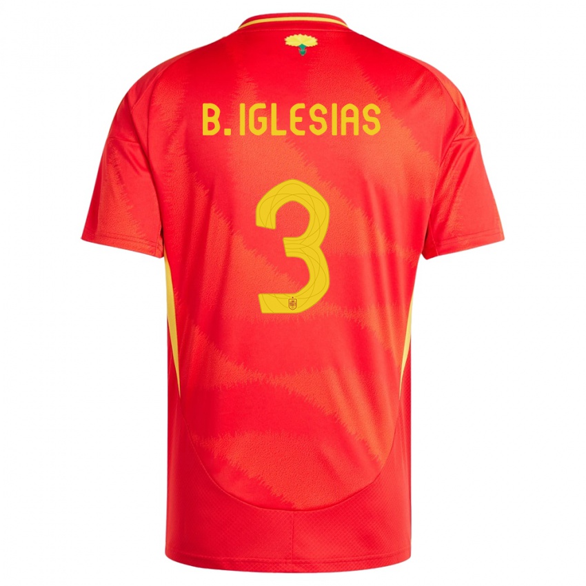 Enfant Maillot Espagne Borja Iglesias #3 Rouge Tenues Domicile 24-26 T-Shirt Suisse