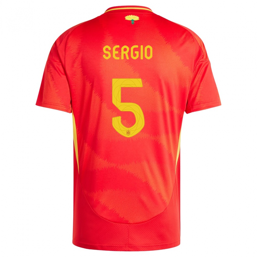 Enfant Maillot Espagne Sergio Busquets #5 Rouge Tenues Domicile 24-26 T-Shirt Suisse