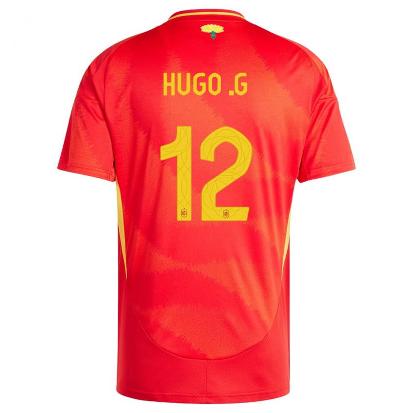 Enfant Maillot Espagne Hugo Guillamon #12 Rouge Tenues Domicile 24-26 T-Shirt Suisse