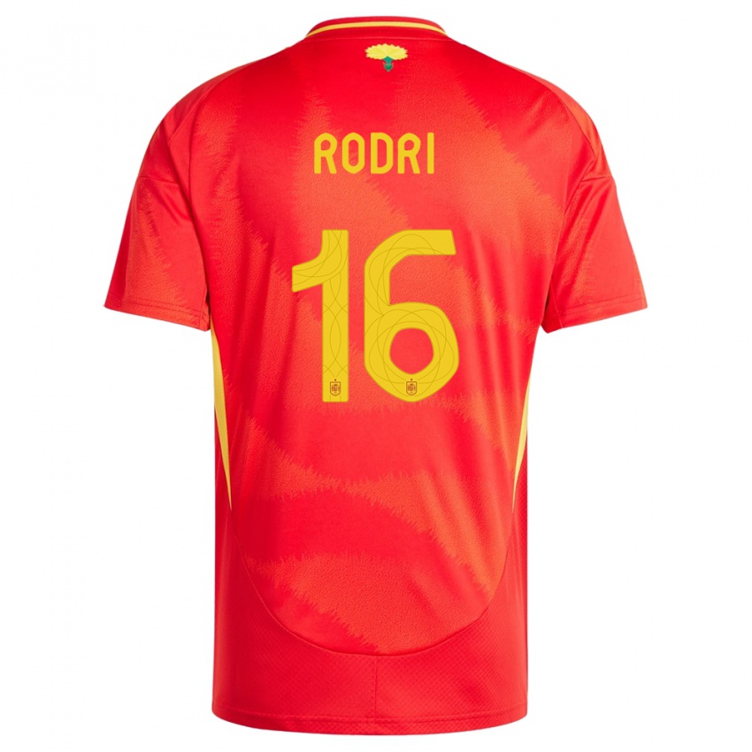 Enfant Maillot Espagne Rodri #16 Rouge Tenues Domicile 24-26 T-Shirt Suisse